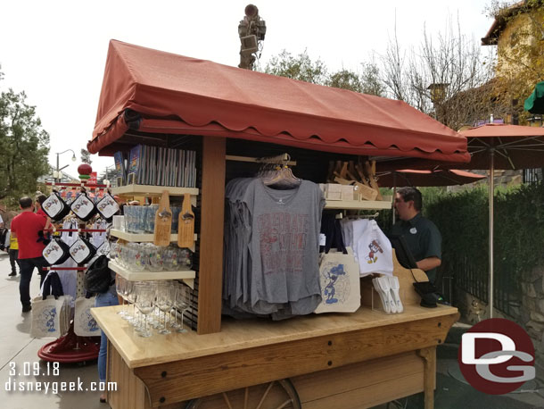 A couple merchandise carts across from the Wharf entrance.