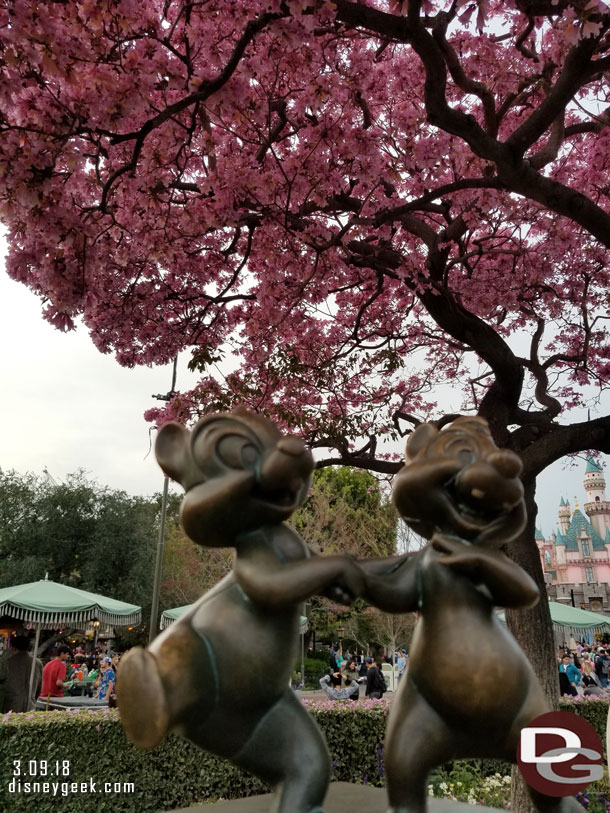 Passing through the hub, Chip and Dale statue.