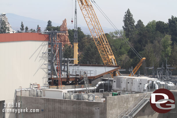 More steel for the structure in front of the Battle Escape show building is taking shape.