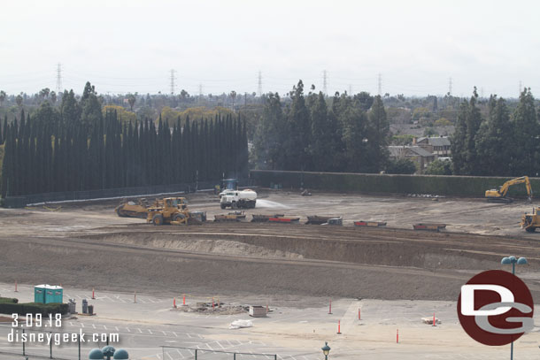 A large portion of the former Pinocchio Parking lot is now gone and grading work is underway for the new parking structure.