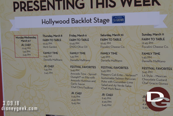 Th Backlot Stage schedule for this weekend.