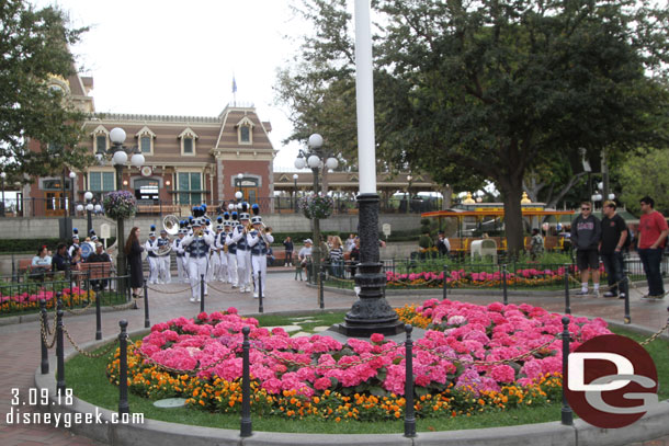 The Disneyland Band arriving for the Flag Retreat.