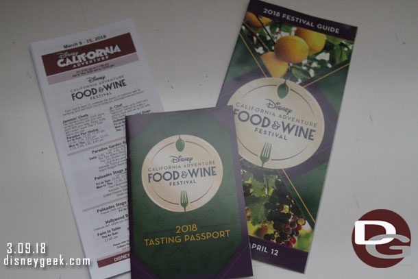 Food and Wine Festival handouts.