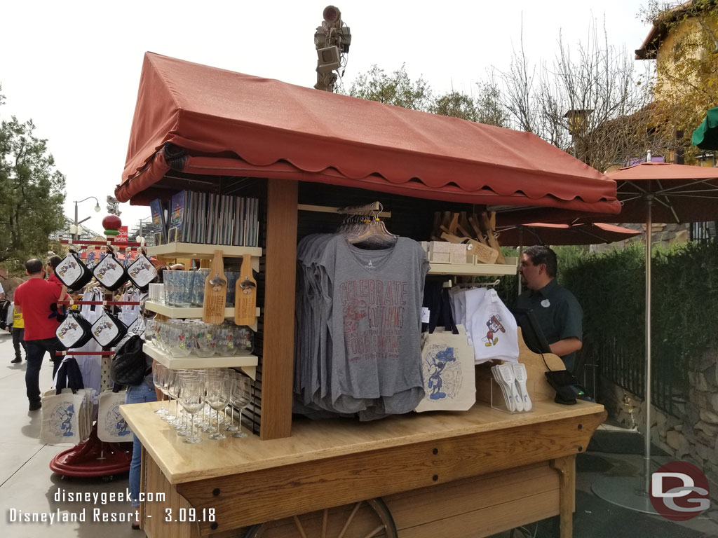 A couple merchandise carts across from the Wharf entrance.