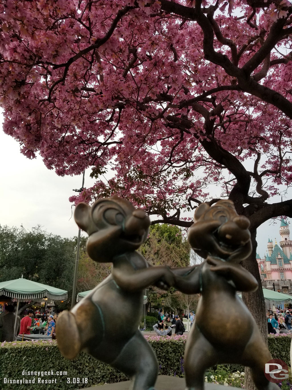 Passing through the hub, Chip and Dale statue.