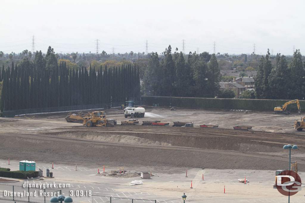 A large portion of the former Pinocchio Parking lot is now gone and grading work is underway for the new parking structure.