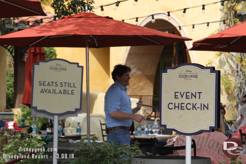 Seminars and Tastings are held in the Sonoma Terrace and cost extra, this one was lightly attended with more than half the tables open when I walked by.