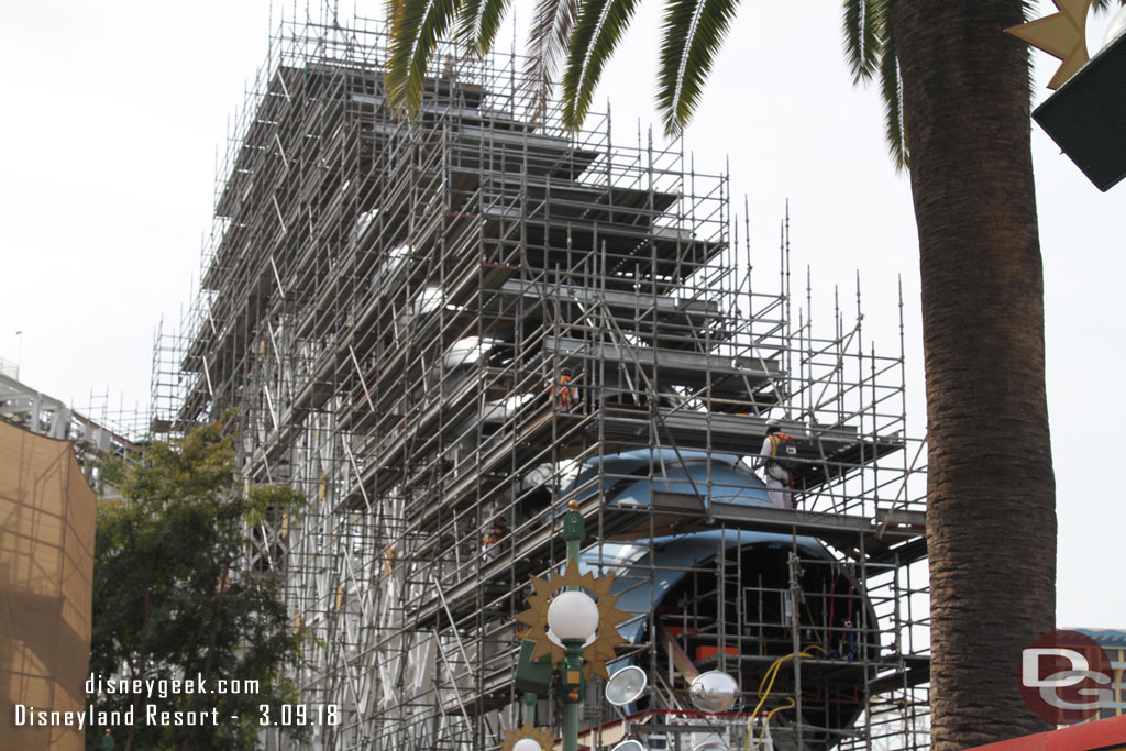 Crews working on the launch hill tube.