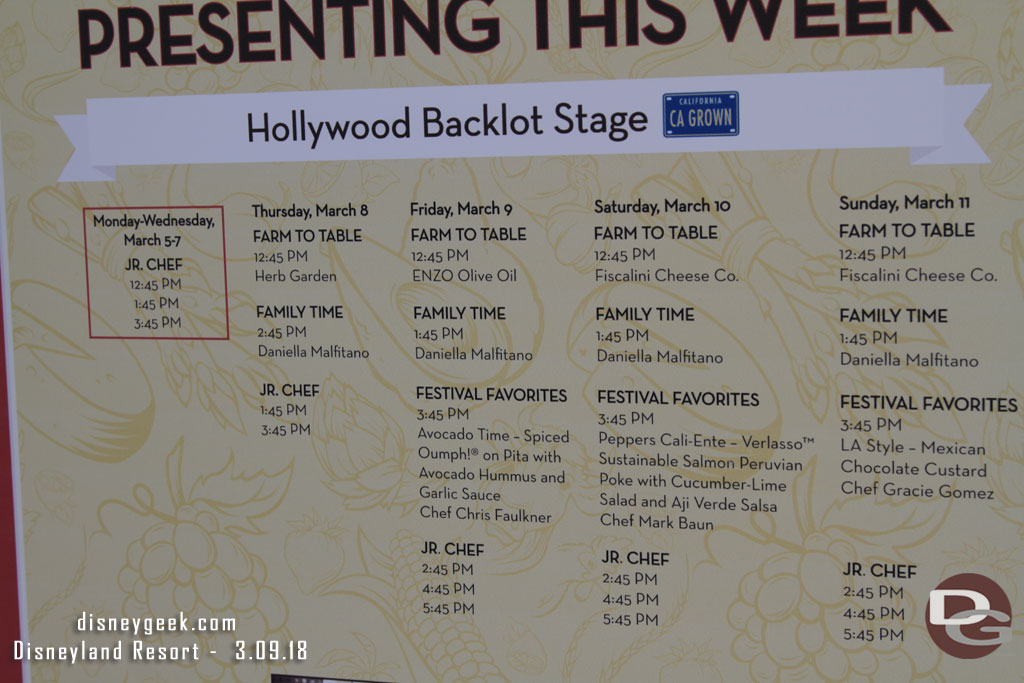 Th Backlot Stage schedule for this weekend.