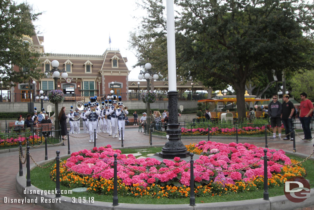 The Disneyland Band arriving for the Flag Retreat.