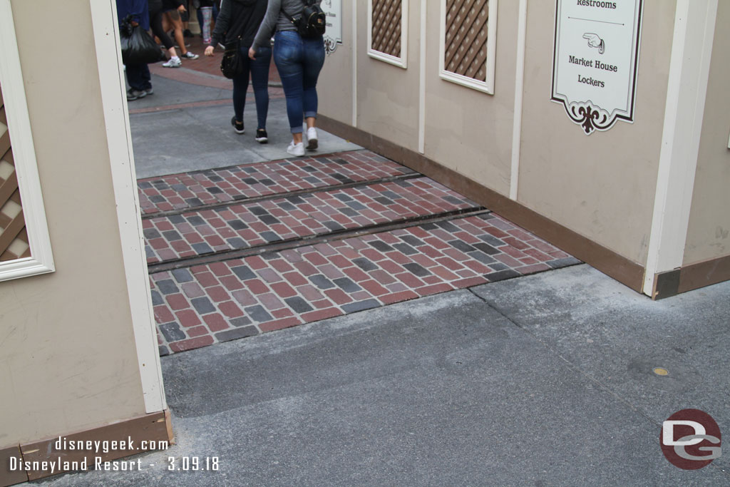 At Center Street the new track and brick is visible now.