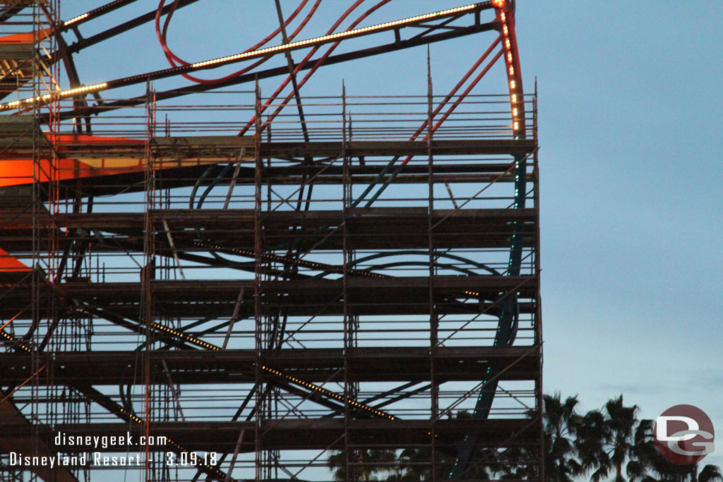 Looks like the Fun Wheel is receiving new lights as park of the renovation project.  Notice how the ones behind the scaffolding look different than the one above it.