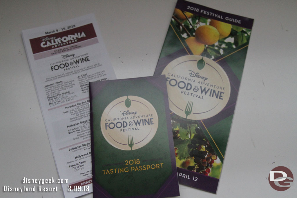 Food and Wine Festival handouts.