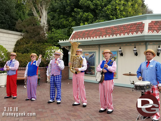 The Straw Hatters performing as you enter Disneyland this afternoon.