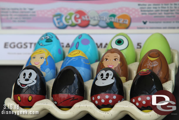 The maps cost $5.99 plus tax.  Here are the selection of prize eggs at Disney California Adventure.