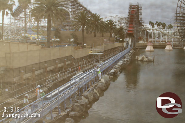 Crews working on the launch area, looked to be repainting it the same blue.