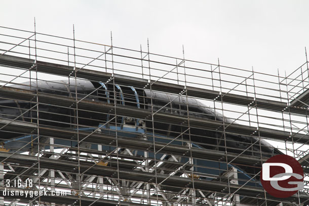 Work continues to enclose the large drop hill scream tube.