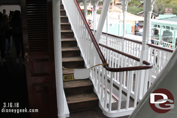 The top deck of the Mark Twain was closed today.