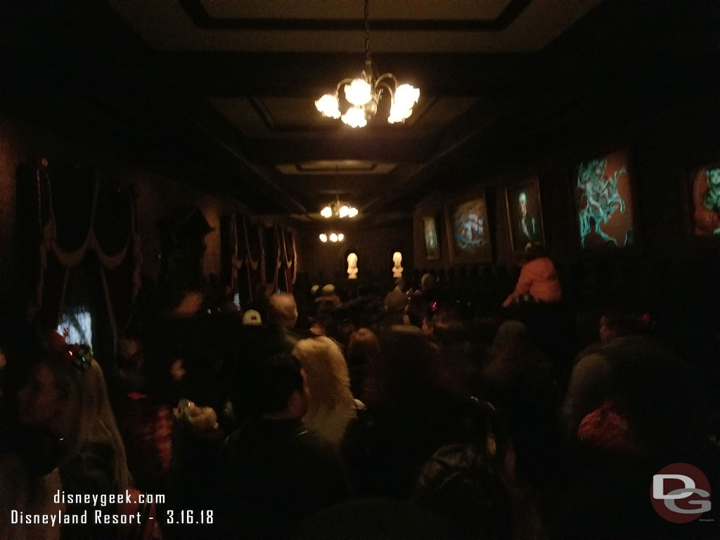 Used a FastPass for Haunted Mansion.  The hallway was backed up to the stretching room.