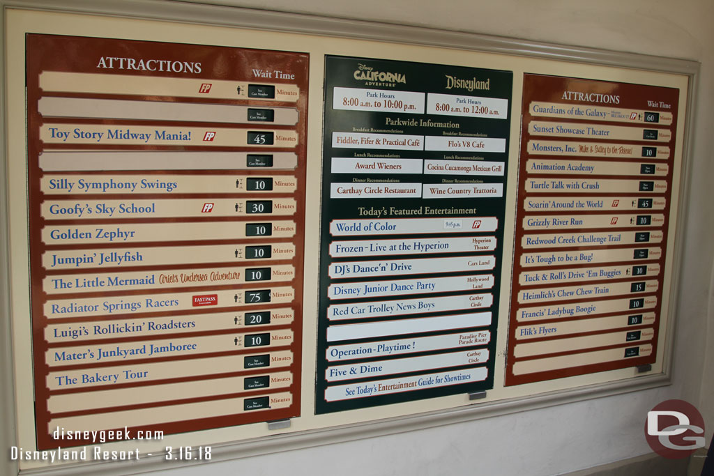 Disney California Adventure wait times at 1:24pm