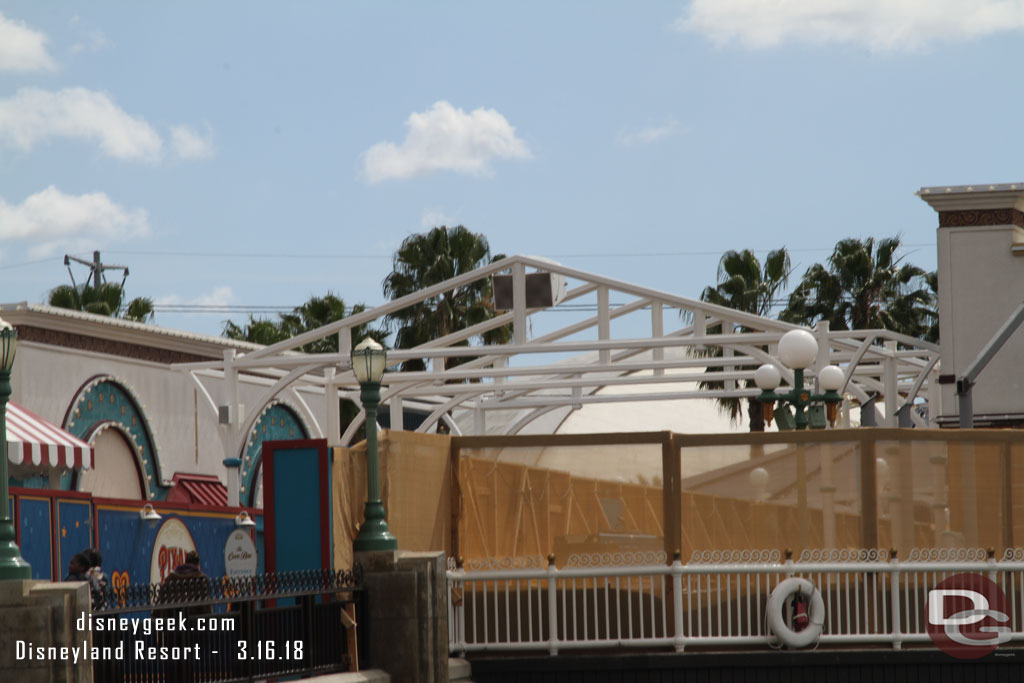 The scaffolding around the walkway canopy is down, looks like they repainted it.