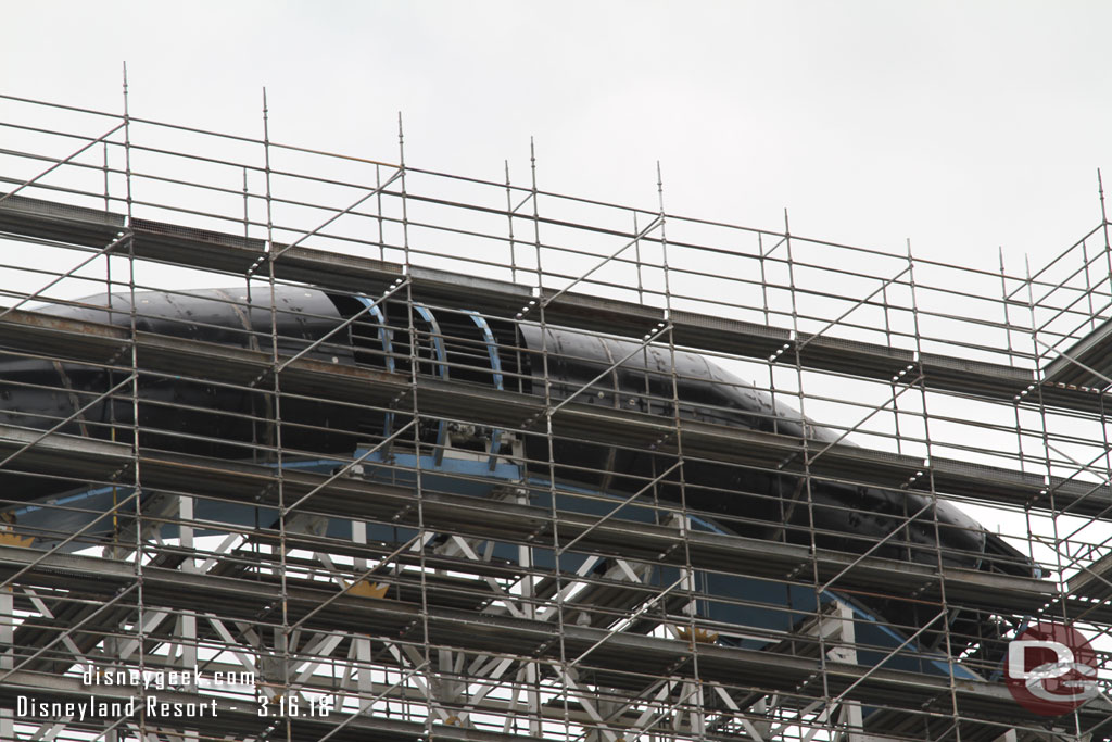 Work continues to enclose the large drop hill scream tube.