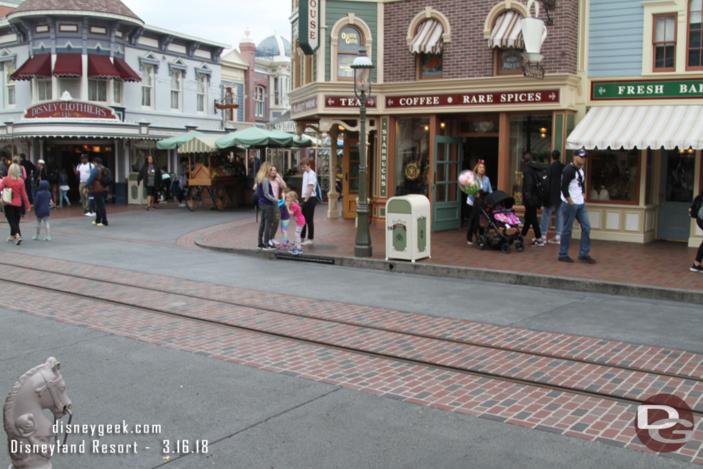 Strolling up Main Street USA.  Timing can make the park look uncrowded.