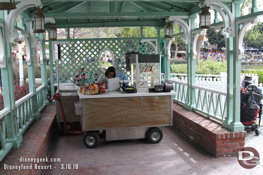 A cart set up in the queue space for the boats.  Guessing because of the weather.