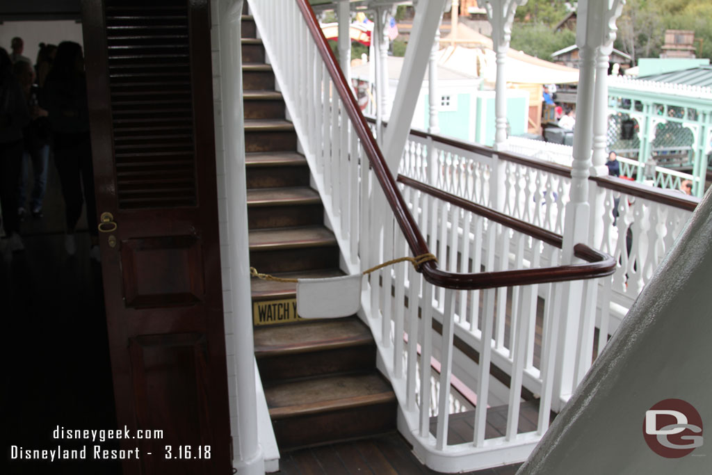 The top deck of the Mark Twain was closed today.