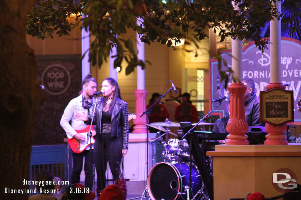 Tina Aldana Band performing at the Paradise Garden Bandstand.