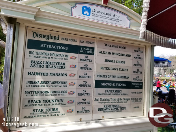 Disneyland wait times around 2:40pm