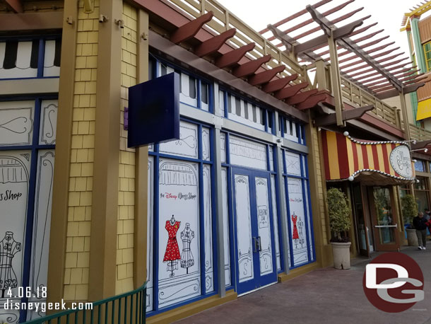 The Disney Dress Shop is moving again.. this time across the walkway to the former boutique space on the corner near the Grand Californian entrance.