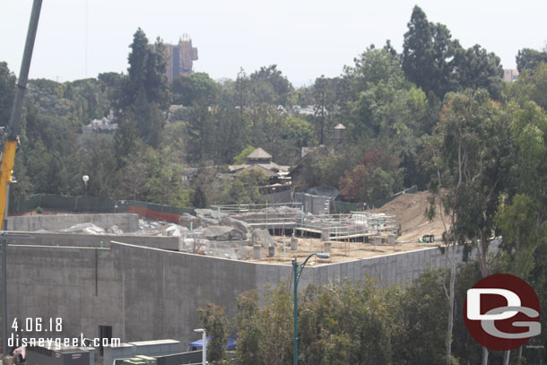 Toward Critter Country work continues on the roof of the tunnels.  Rock work is taking shape on the park side.