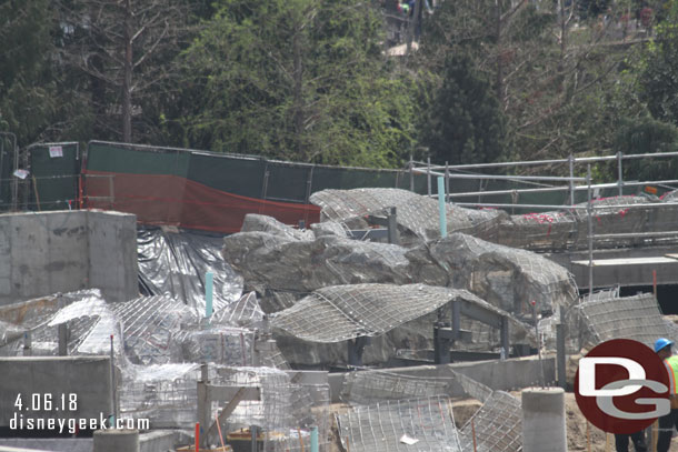 A closer look at the rock work taking shape toward Critter Country.