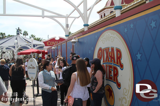 The Cove Bar is open for Spring Break still.  The line had 20-25 guests in it.