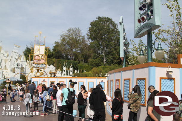 The walls are still up for the parade route and queue project near small world.