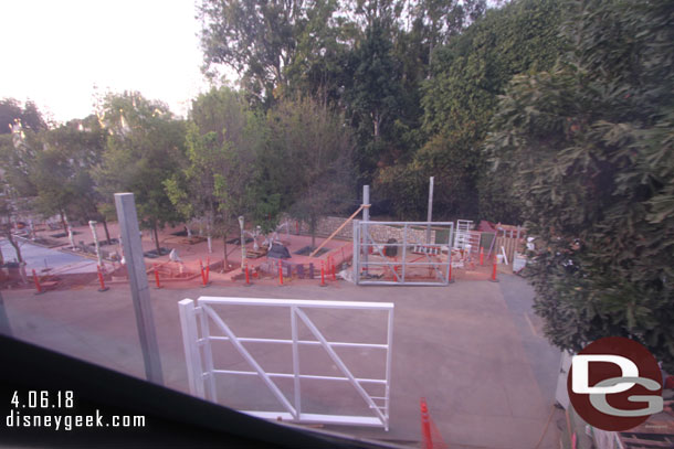 Here you can see the new parade gates taking shape (note the color is off since this is through the Monorail window)