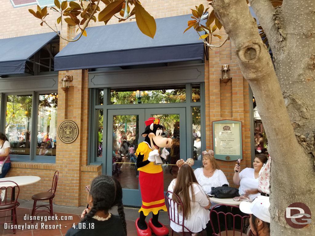 Clarabelle was out greeting guests near her ice cream store.