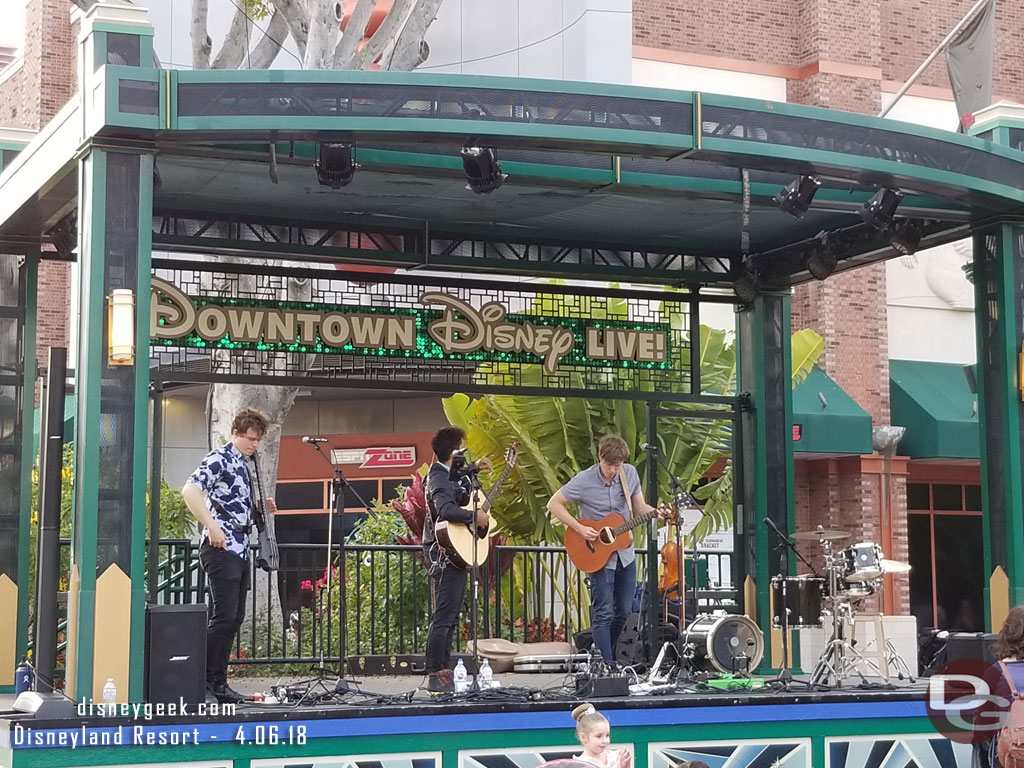 Streetlight Cadence performing in Downtown Disney this evening.