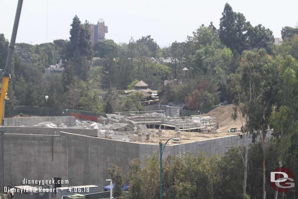 Toward Critter Country work continues on the roof of the tunnels.  Rock work is taking shape on the park side.