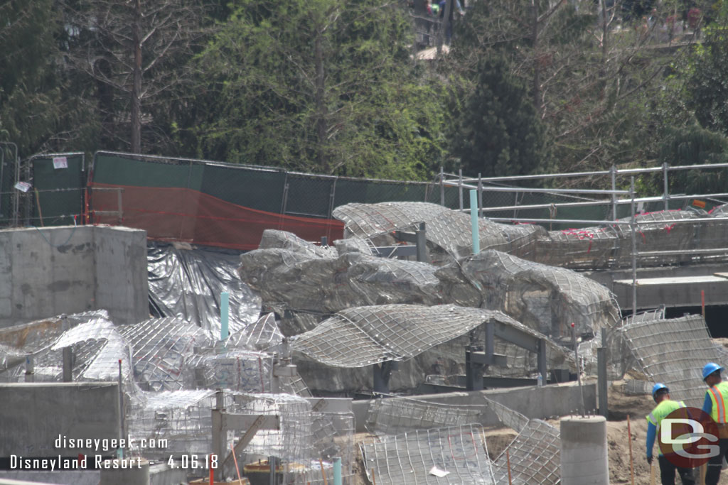 A closer look at the rock work taking shape toward Critter Country.