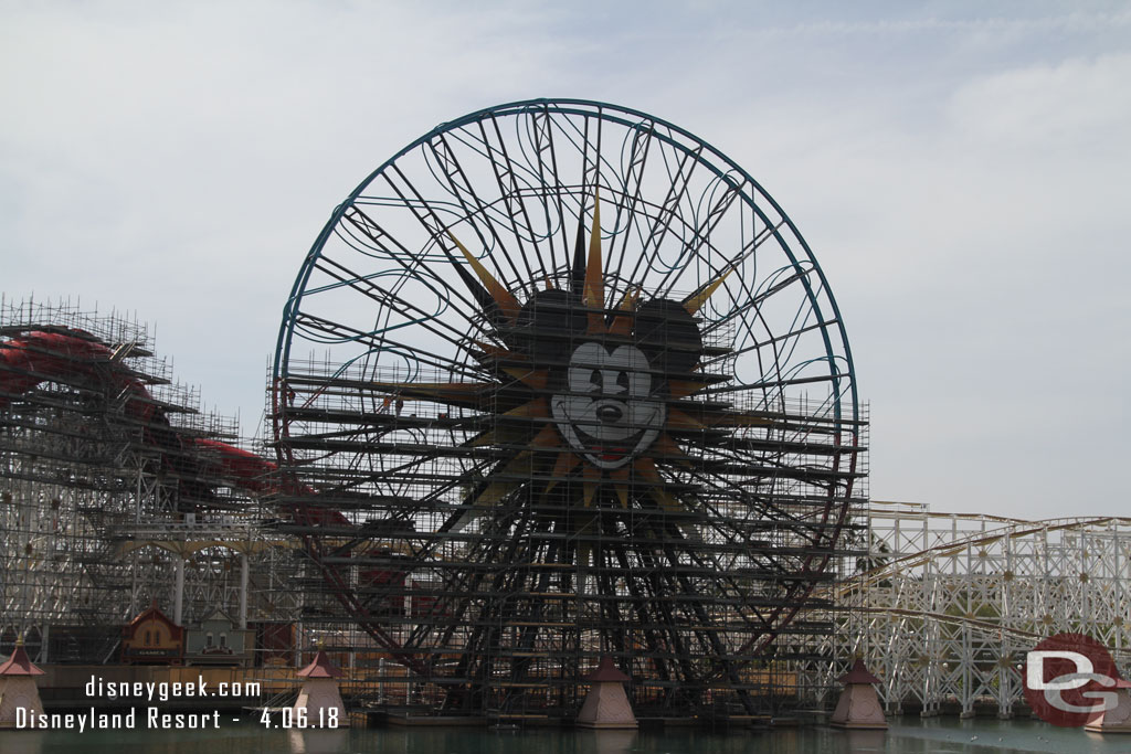 The Fun Wheel has rotated so they can work on the other half.  You can see the new colors on the top portion (well if the lighting was better you could).