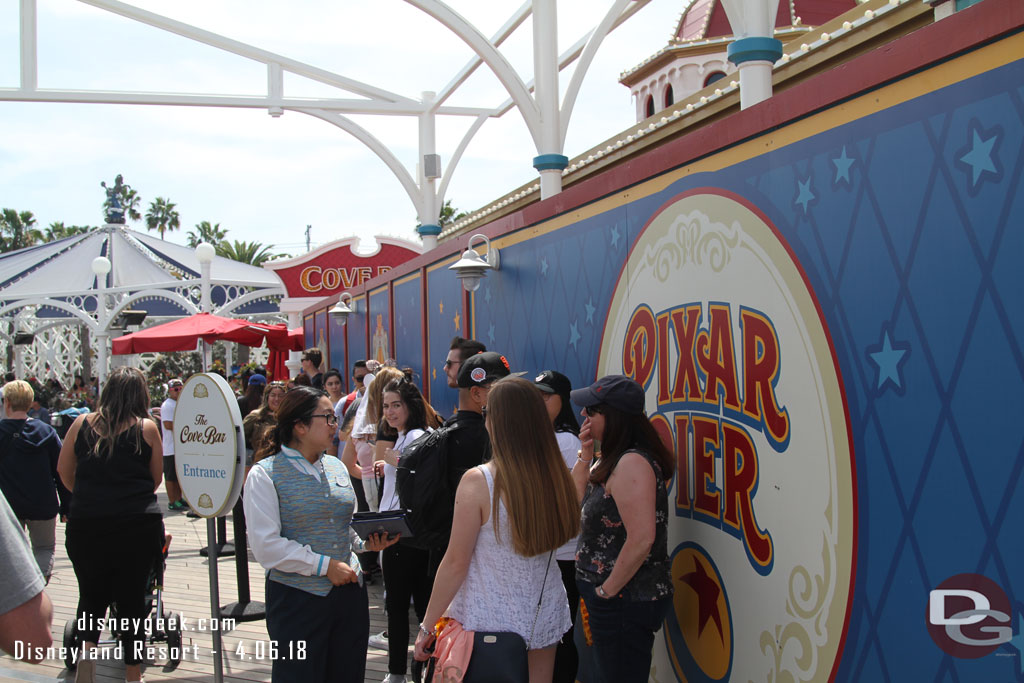 The Cove Bar is open for Spring Break still.  The line had 20-25 guests in it.