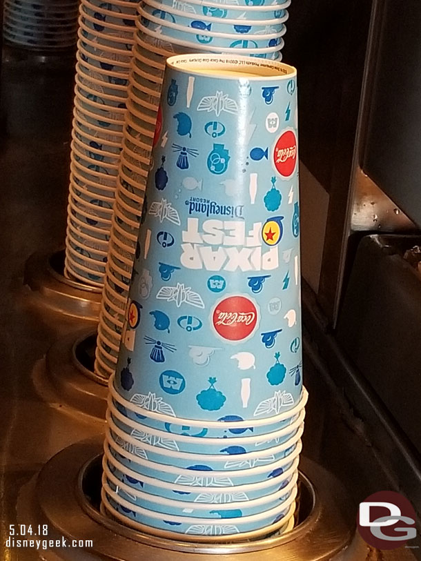 Pixar Fest cups are in use around the resort.