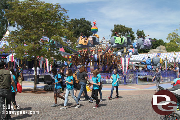 Walking through Fantasyland.  This area is much more open now.  With the cart and planter gone.