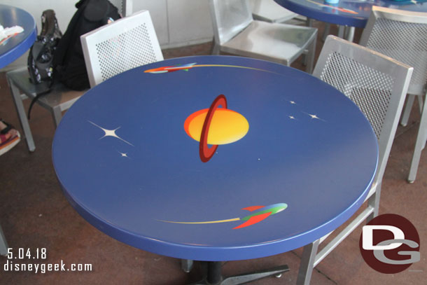 Last week Pizza Planet was busy and I did not get a good picture of the new table design. Here is one.