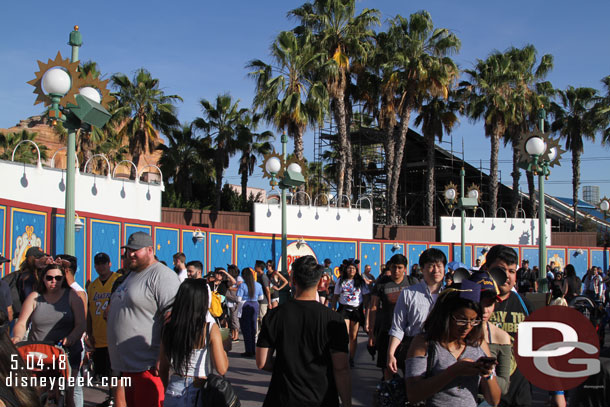 The stand is very popular today (it is new plus 90 degree weather). The line stretches down past the last billboard.