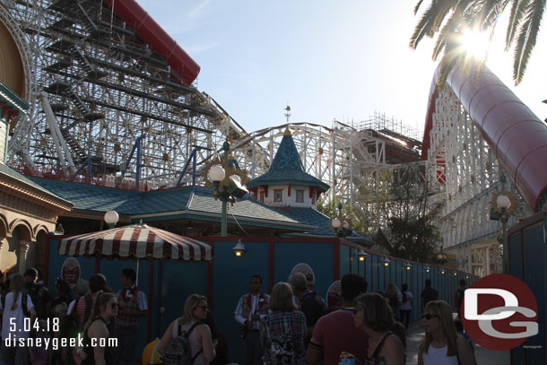 The Toy Story queue now heads down between two walls.