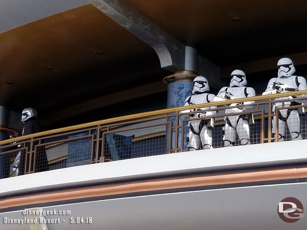 The March of the First order begins with Captain Phasma and her Stormtroopers arriving on the second level of the Star Wars Launch Bay.