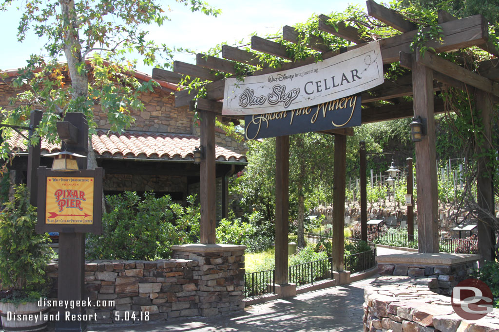 The Blue Sky Cellar reopened when Pixar Fest started several weeks ago.  Last week  I arrived after it was closed.  So today I headed there first to take a look around.